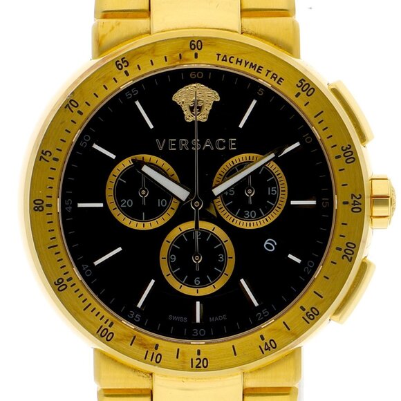 VERSACE VFG190016 Mystic sports black SS/Gold Plated QZ - Picture 1 of 8